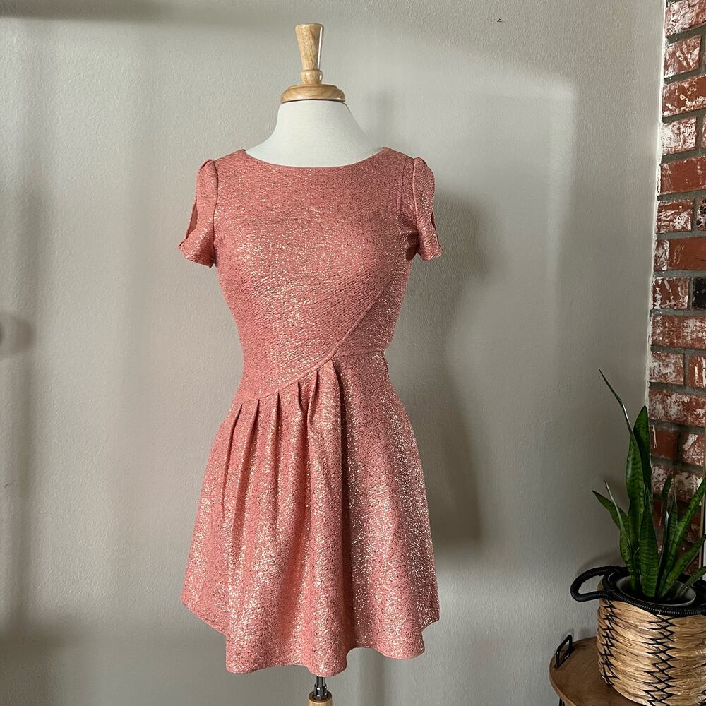 Peach gold mini cutout  dress